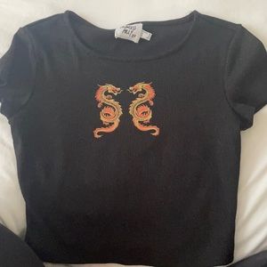 Black princess polly t shirt with dragons